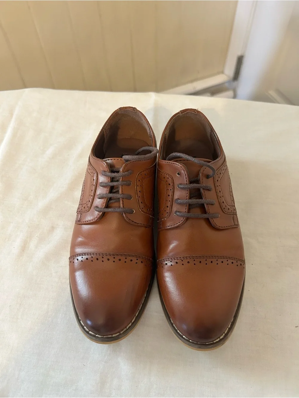Stacy Adams Kids Dickinson Cap Toe Oxford Shoes/Cognac Brown/Size 12 M/EUC